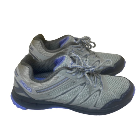 Women’s Gray And Blue Fila Lace Up Trail Running Hiking Shoes Size 9.5 - Picture 1 of 14